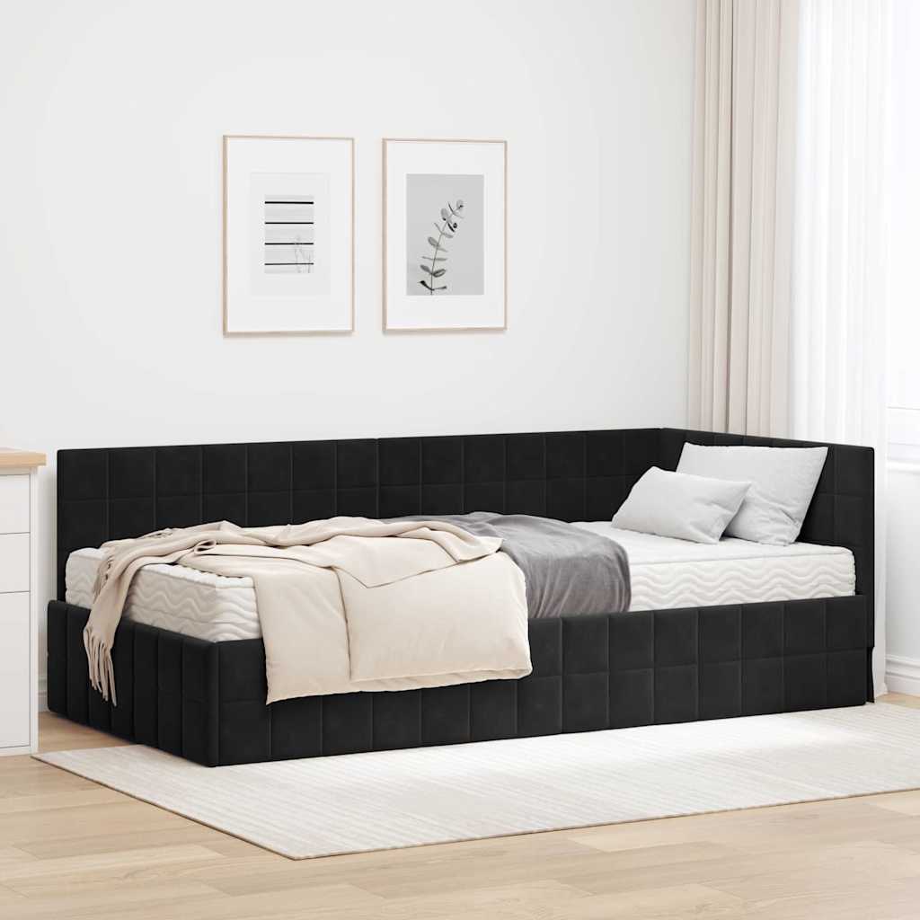 Eckbettgestell Mit Matratze Mit Kopfteil 2 Pcs Samt