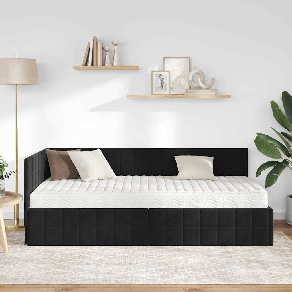 Eckbettgestell Mit Matratze Mit Kopfteil 2 Pcs Samt