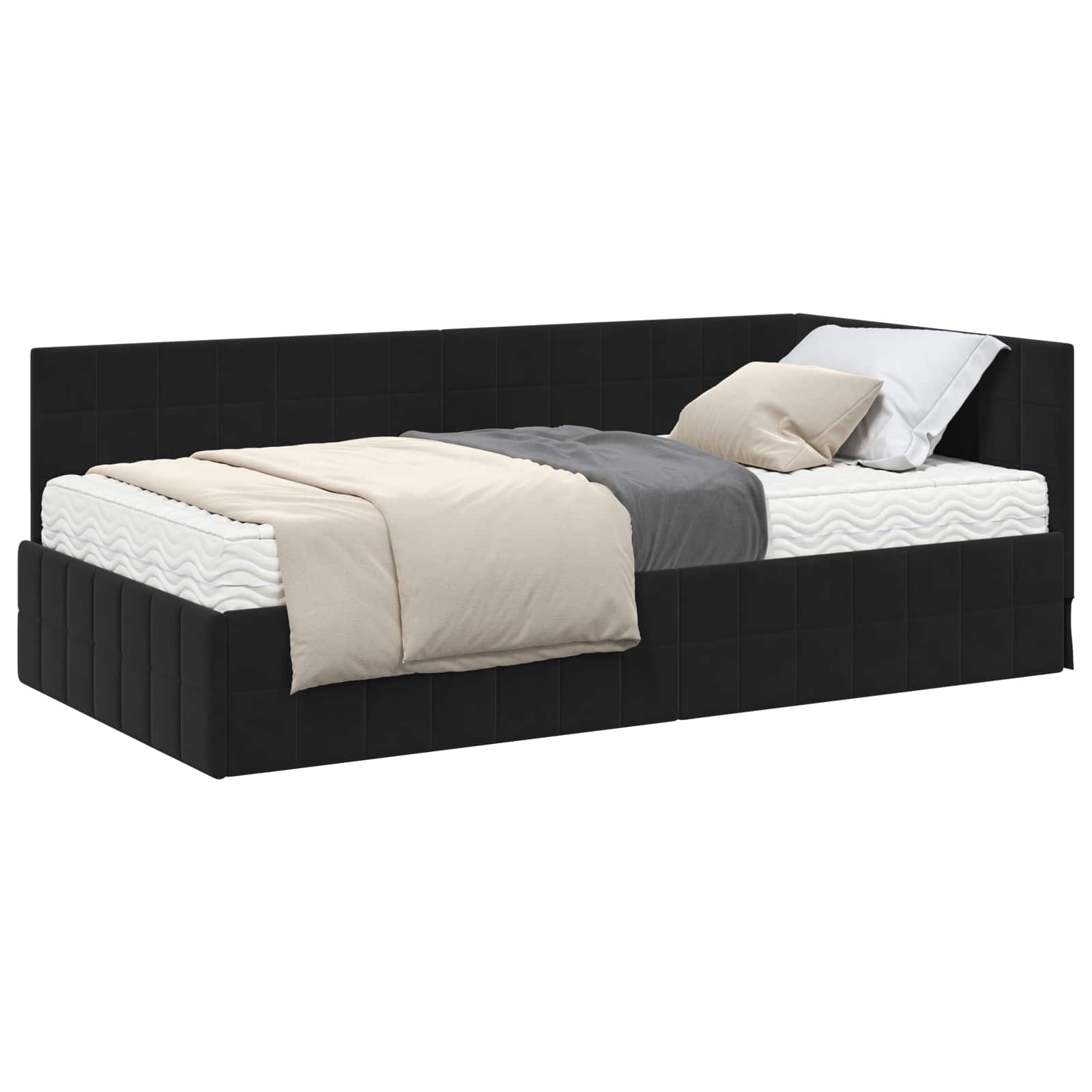 Eckbettgestell Mit Matratze Mit Kopfteil 2 Pcs Samt