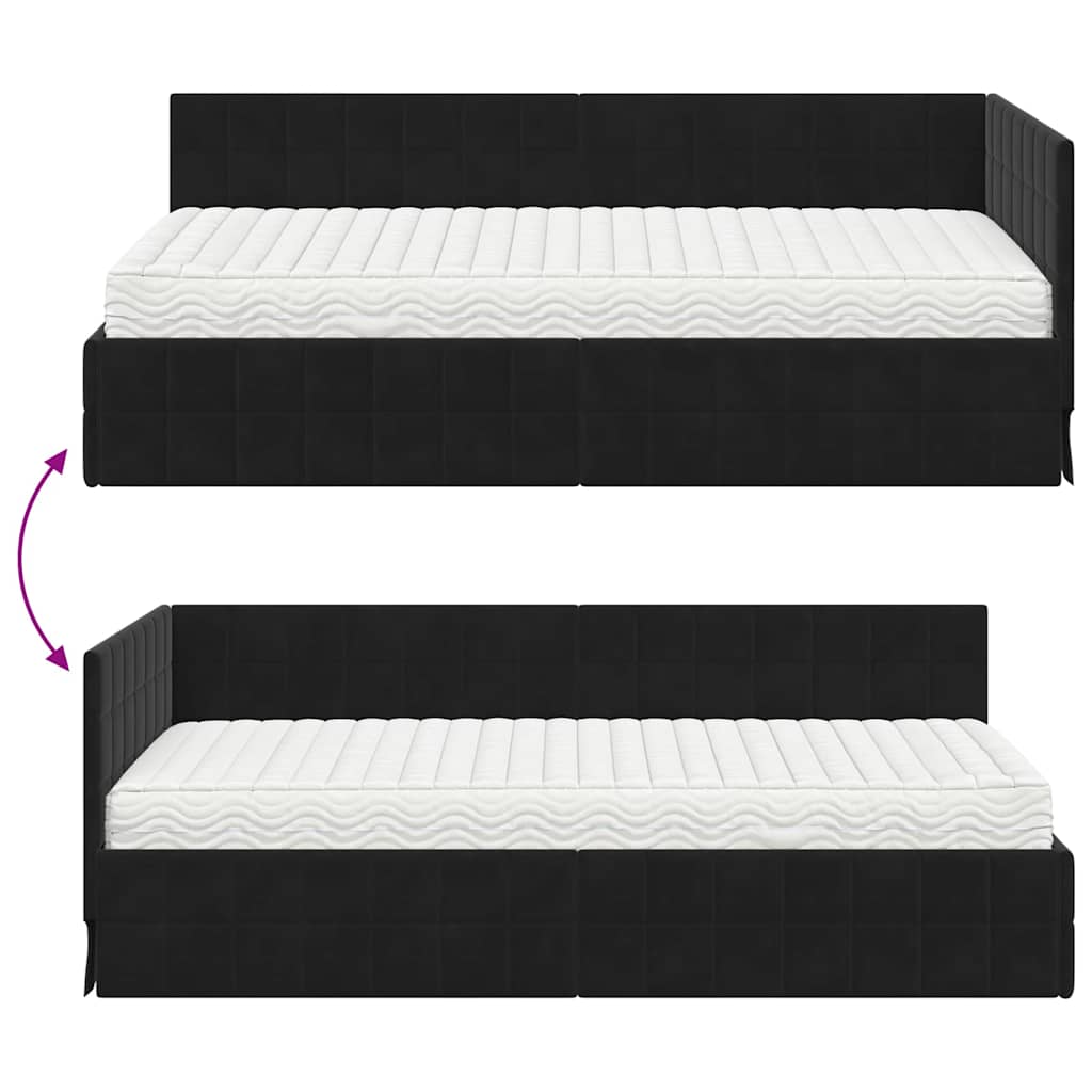 Eckbettgestell Mit Matratze Mit Kopfteil 2 Pcs Samt