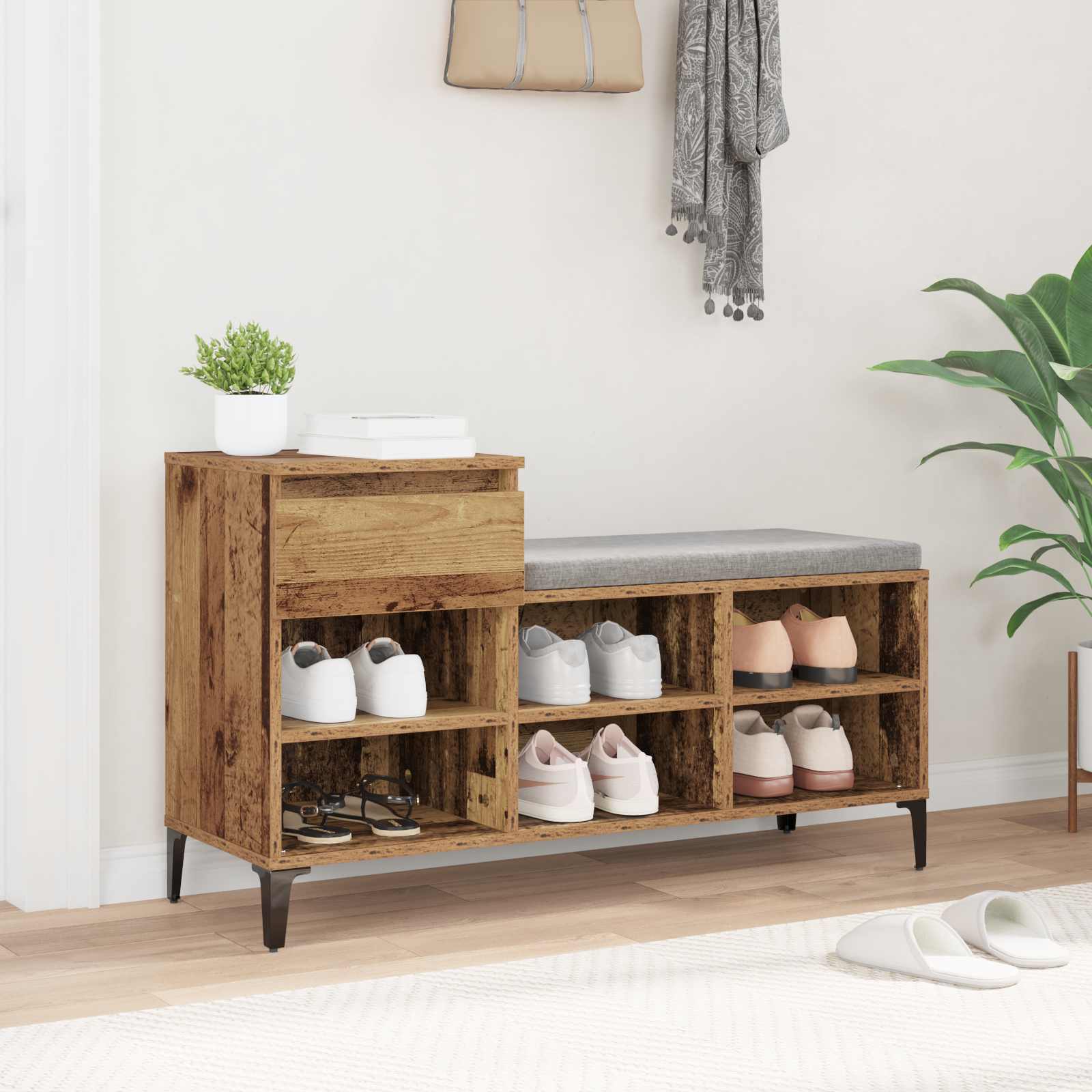 Schuhschrank Mit Regal 102 X 36 X 60 Cm Holzwerkstoff