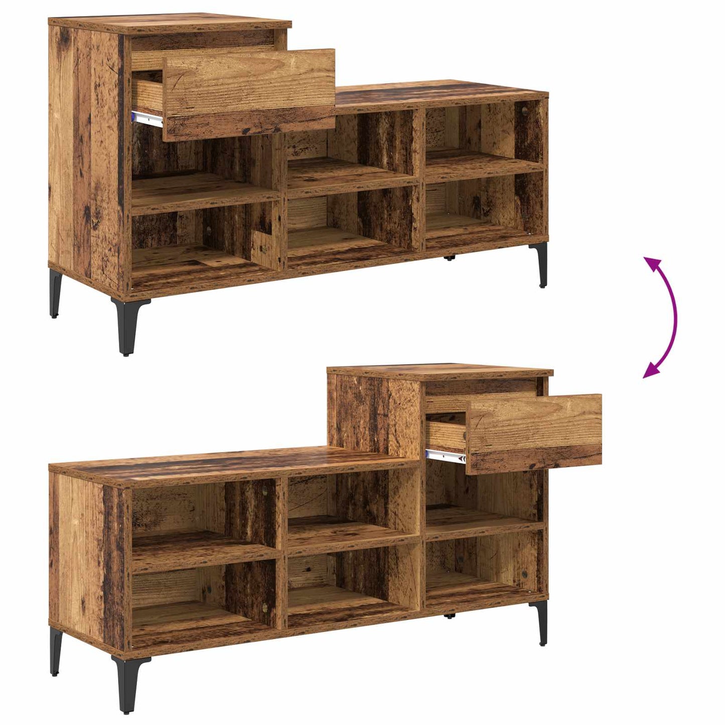 Schuhschrank Mit Regal 102 X 36 X 60 Cm Holzwerkstoff