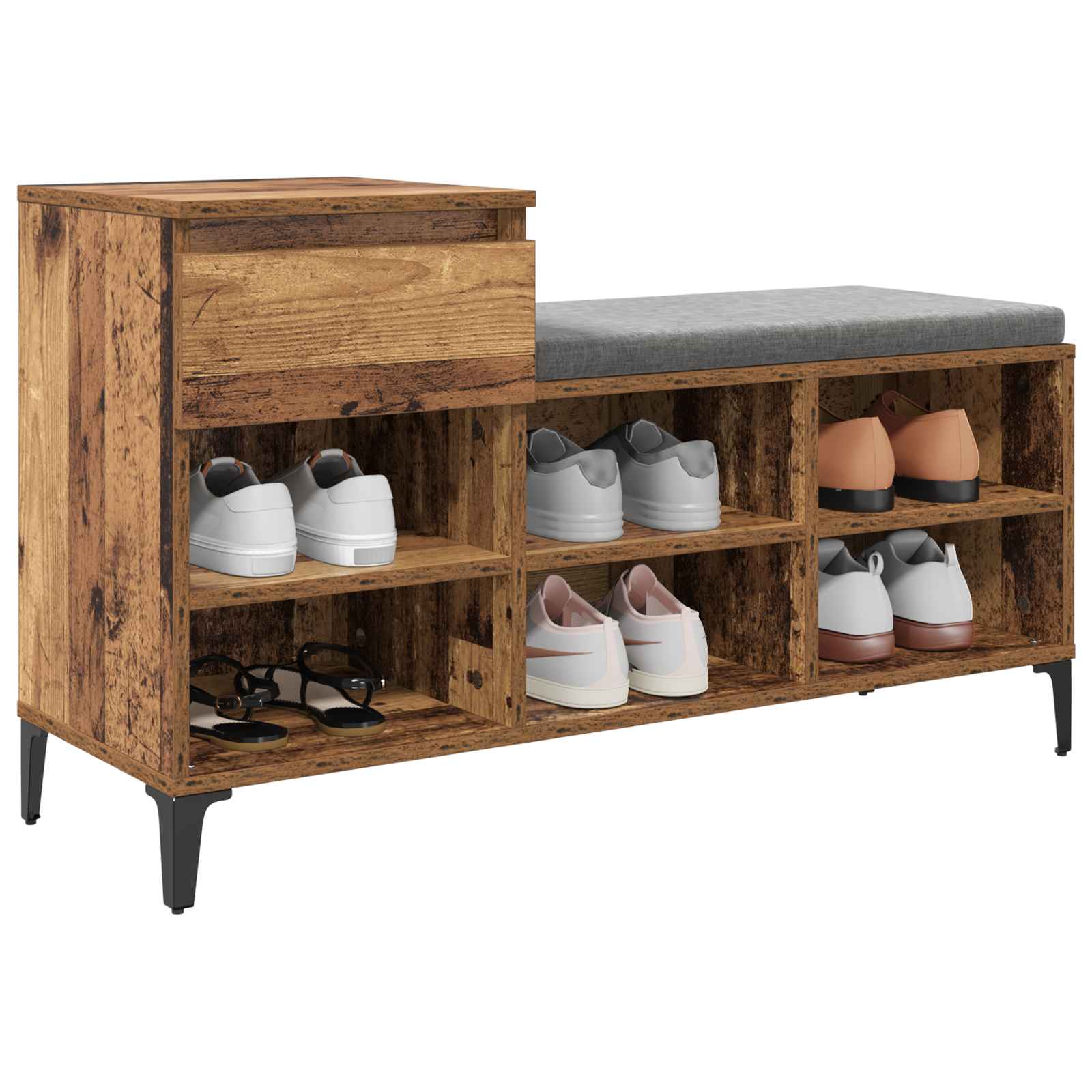 Schuhschrank Mit Regal 102 X 36 X 60 Cm Holzwerkstoff