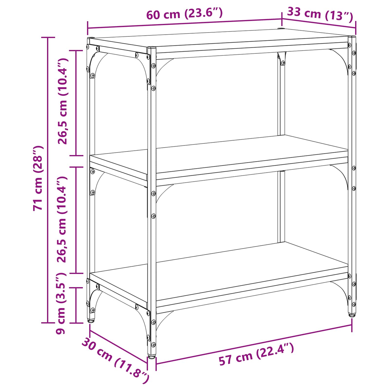 Bücherregal 60 X 33 X Holzwerkstoff
