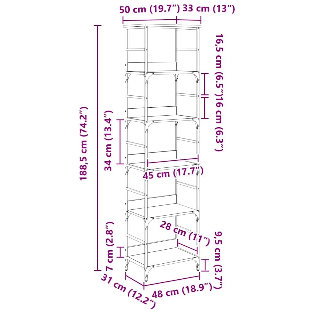 Bücherregal 50 X 33 X Holzwerkstoff