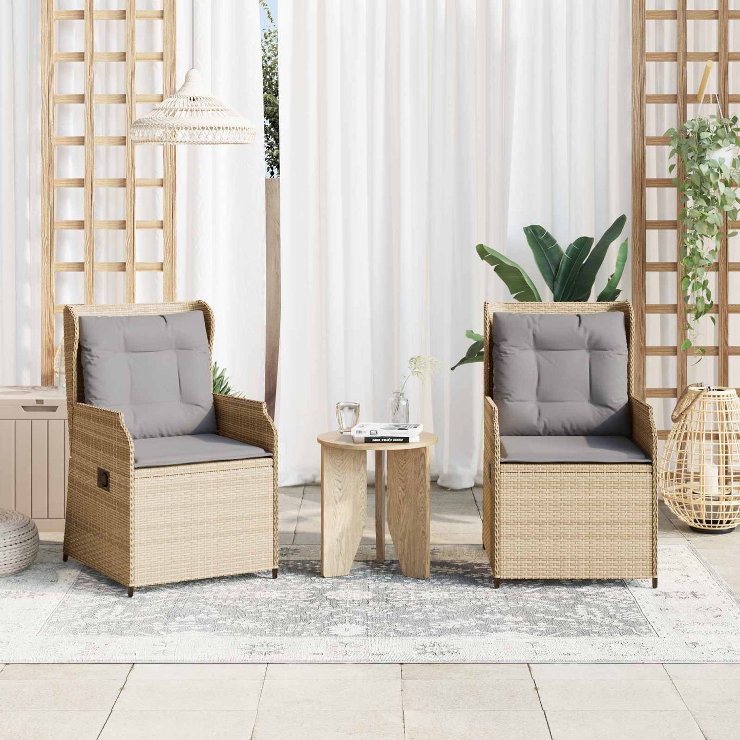 Gartenbank 2 Pcs Schwarz Poly-Rattan