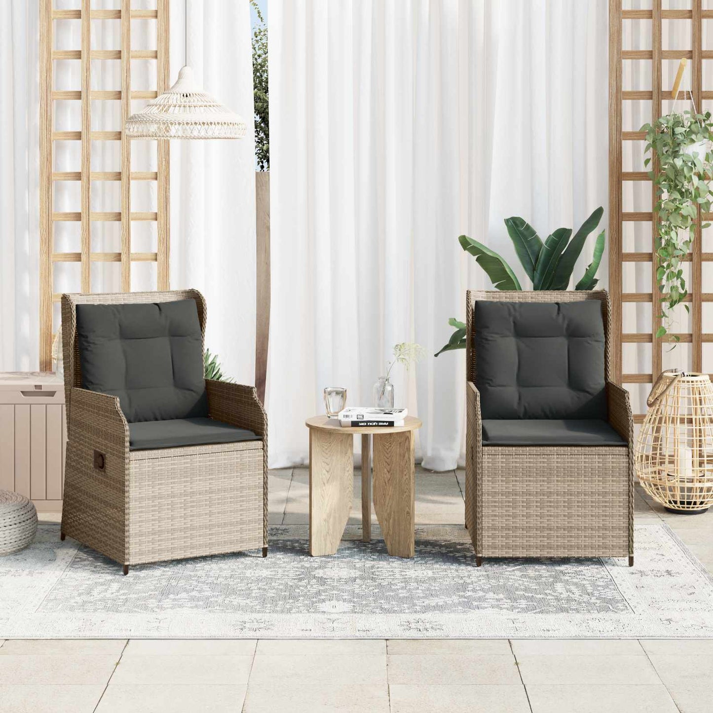 Gartenbank 2 Pcs Schwarz Poly-Rattan