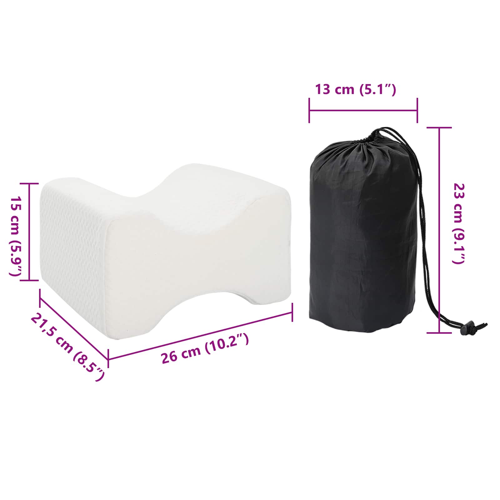 Knee Pillow Memory-Schaum Und Polyester 26 X 21,5 X 15 Cm