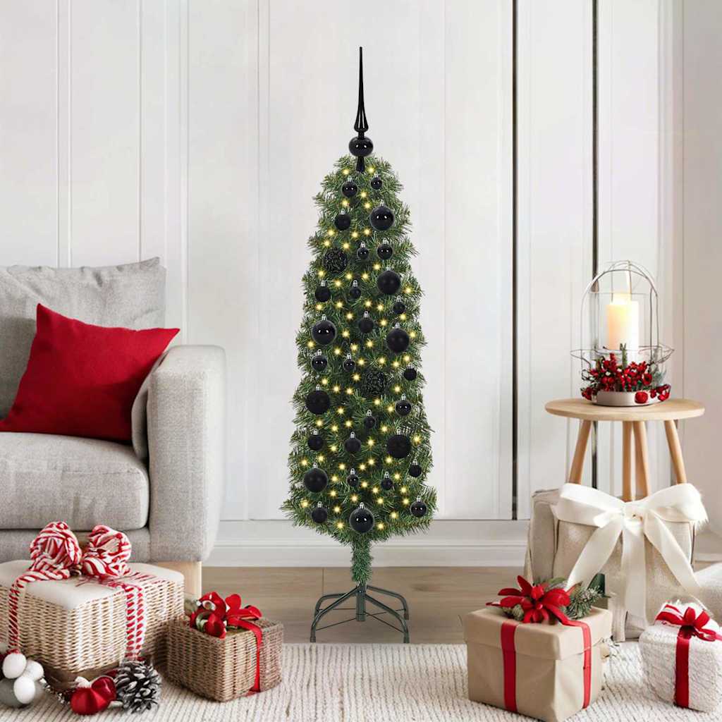 Künstlicher Weihnachtsbaum Schlank Mit Ständer Pvc Grün