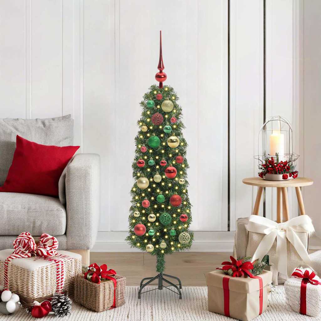 Künstlicher Weihnachtsbaum Schlank Mit Ständer Pvc Grün