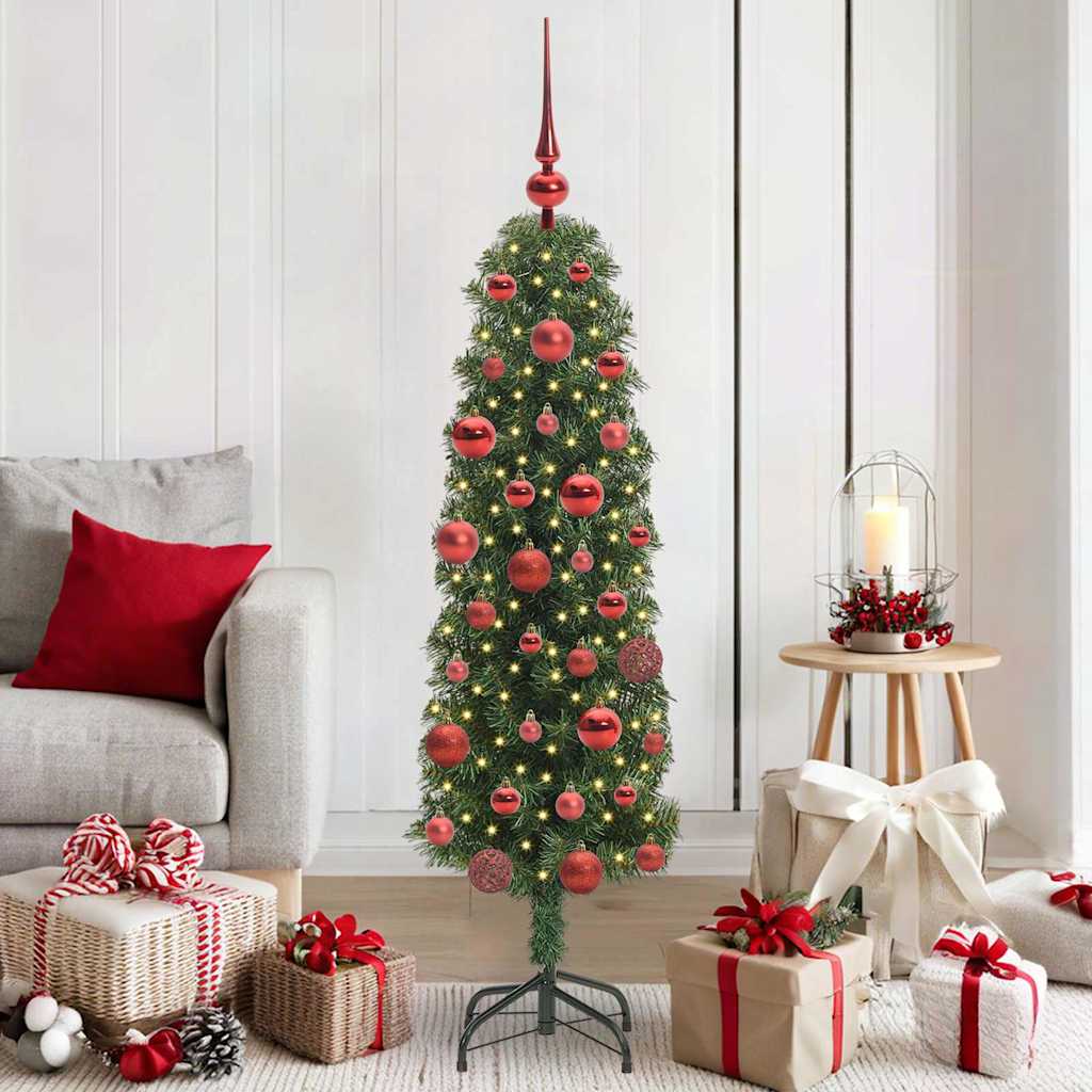 Künstlicher Weihnachtsbaum Schlank Mit Ständer Pvc Grün