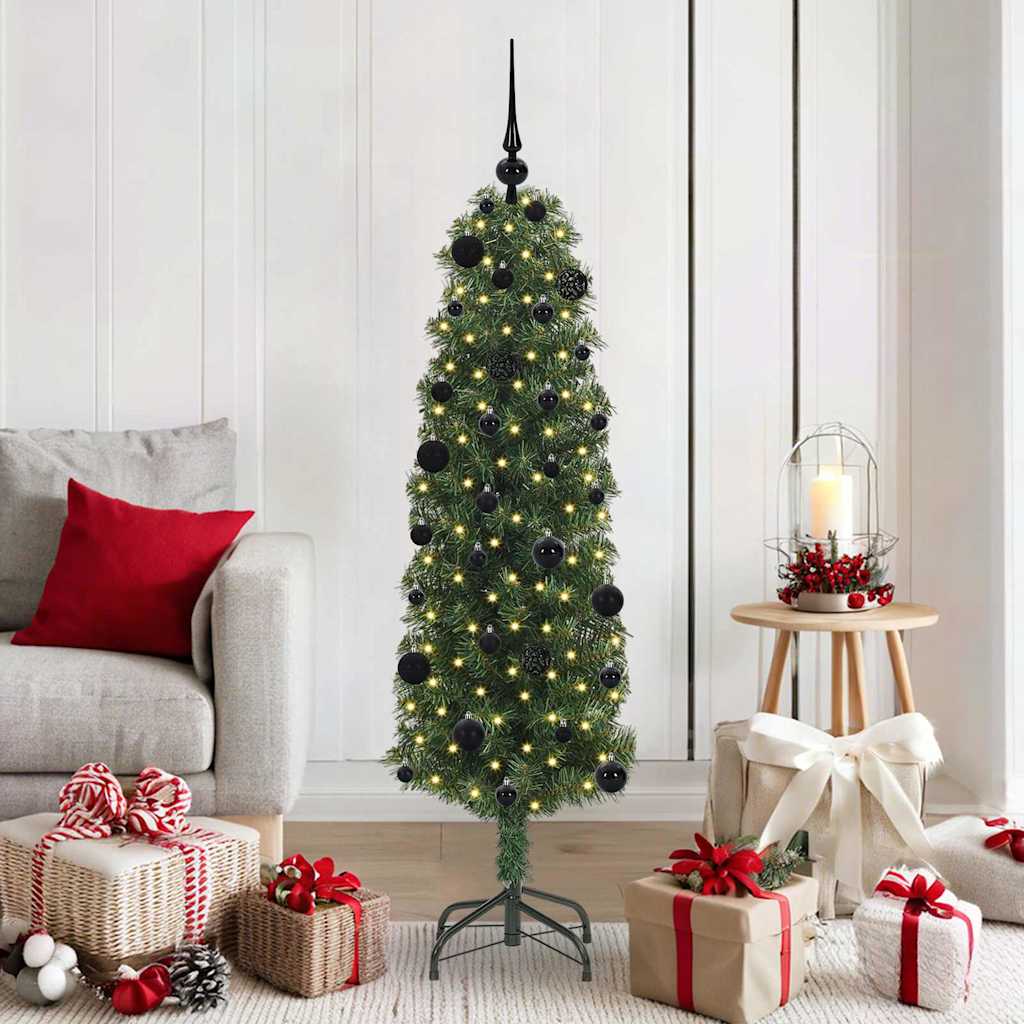 Künstlicher Weihnachtsbaum Schlank Mit Ständer Pvc Grün