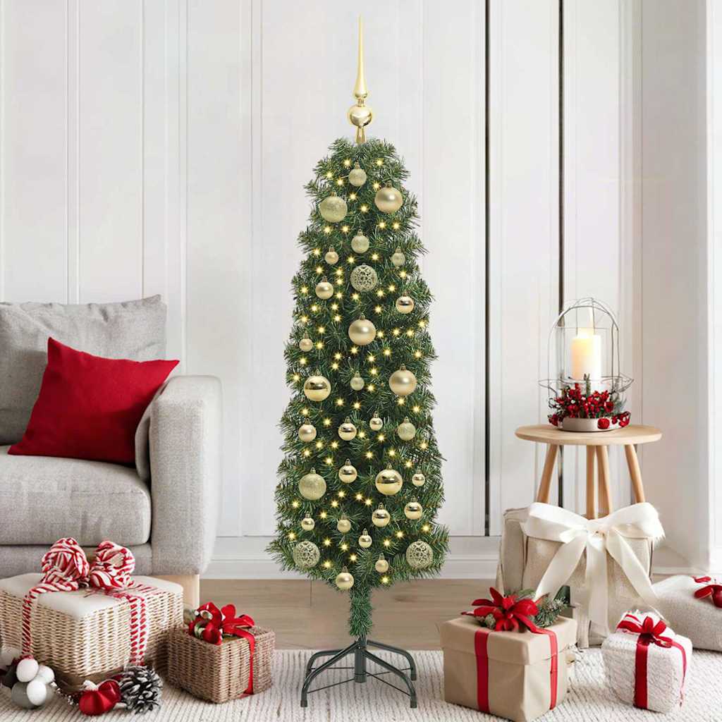 Künstlicher Weihnachtsbaum Schlank Mit Ständer Pvc Grün