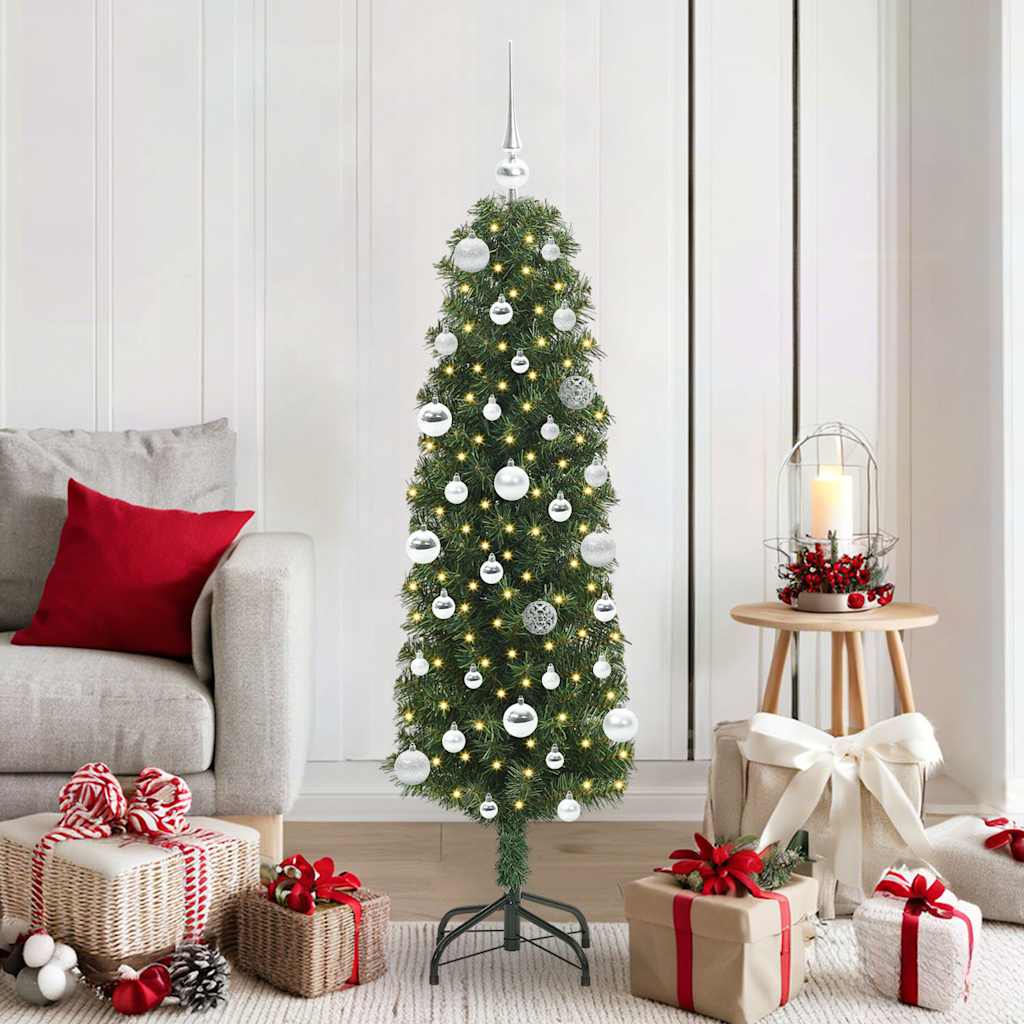 Künstlicher Weihnachtsbaum Schlank Mit Ständer Pvc Grün