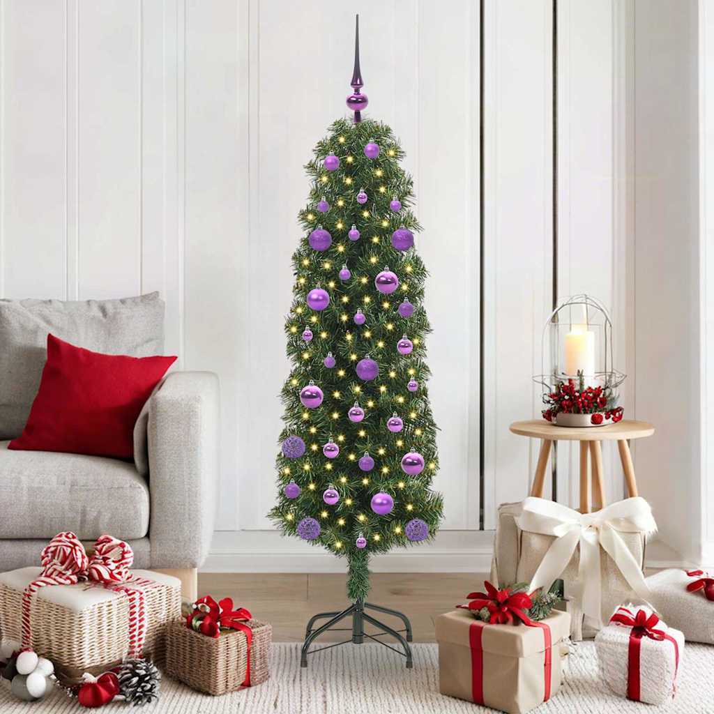 Künstlicher Weihnachtsbaum Schlank Mit Ständer Pvc Grün