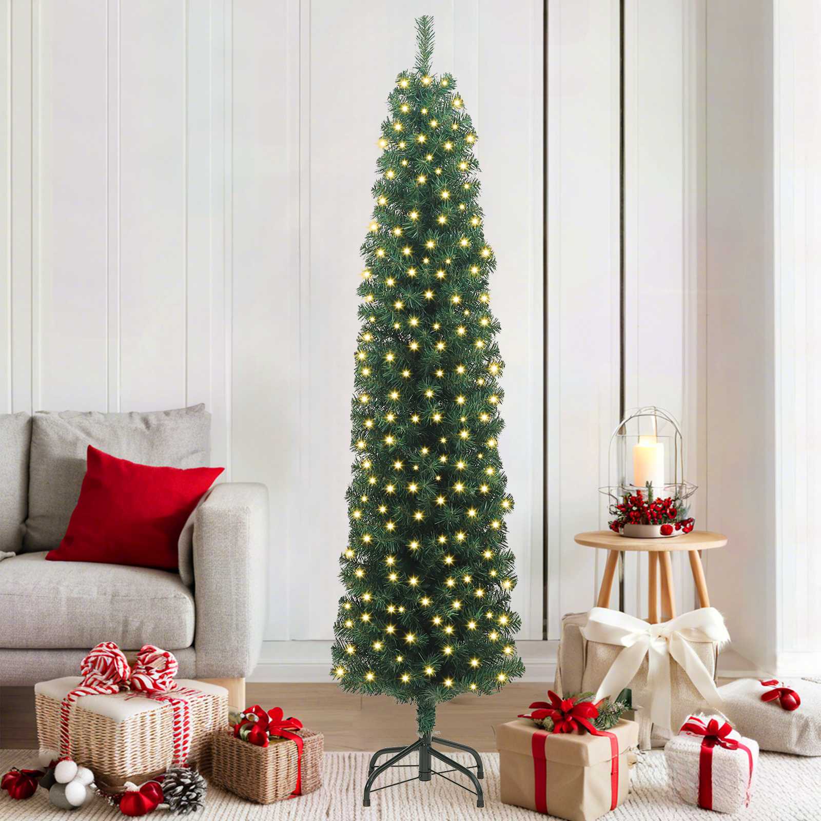Künstlicher Weihnachtsbaum Schlank Mit Ständer Pvc Grün