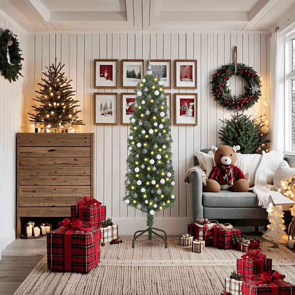 Künstlicher Weihnachtsbaum Schlank Mit Ständer Pvc Grün