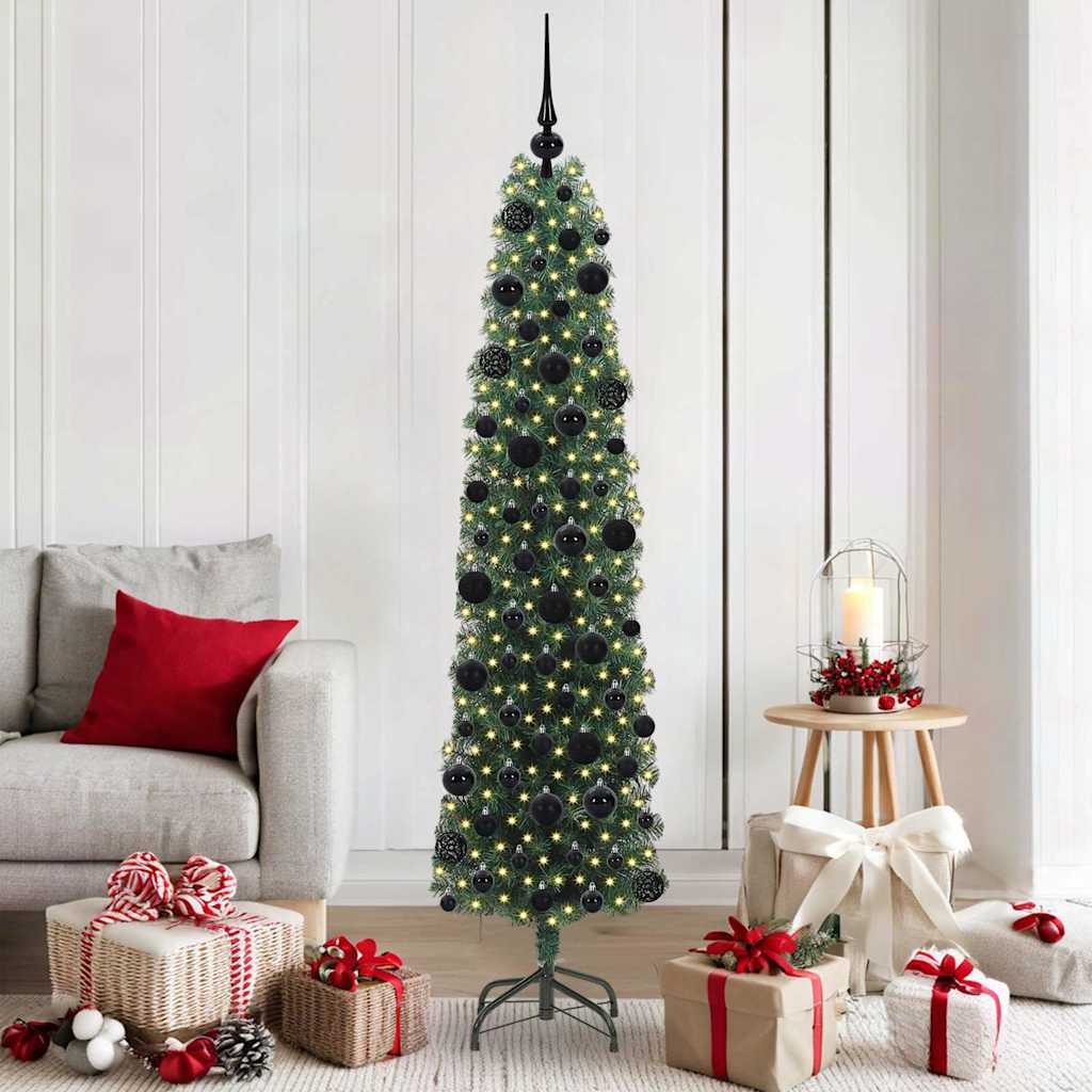 Künstlicher Weihnachtsbaum Schlank Mit Ständer Pvc Grün