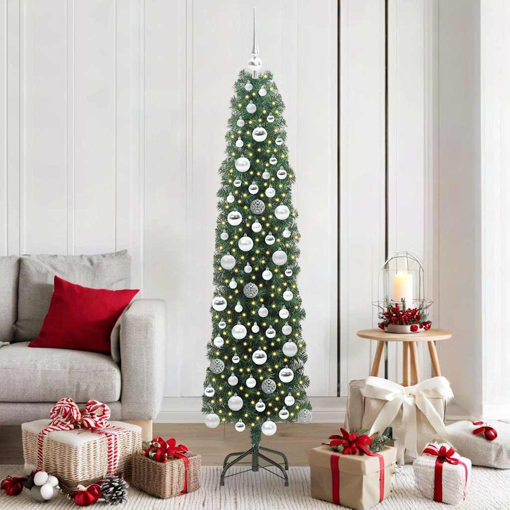 Künstlicher Weihnachtsbaum Schlank Mit Ständer Pvc Grün