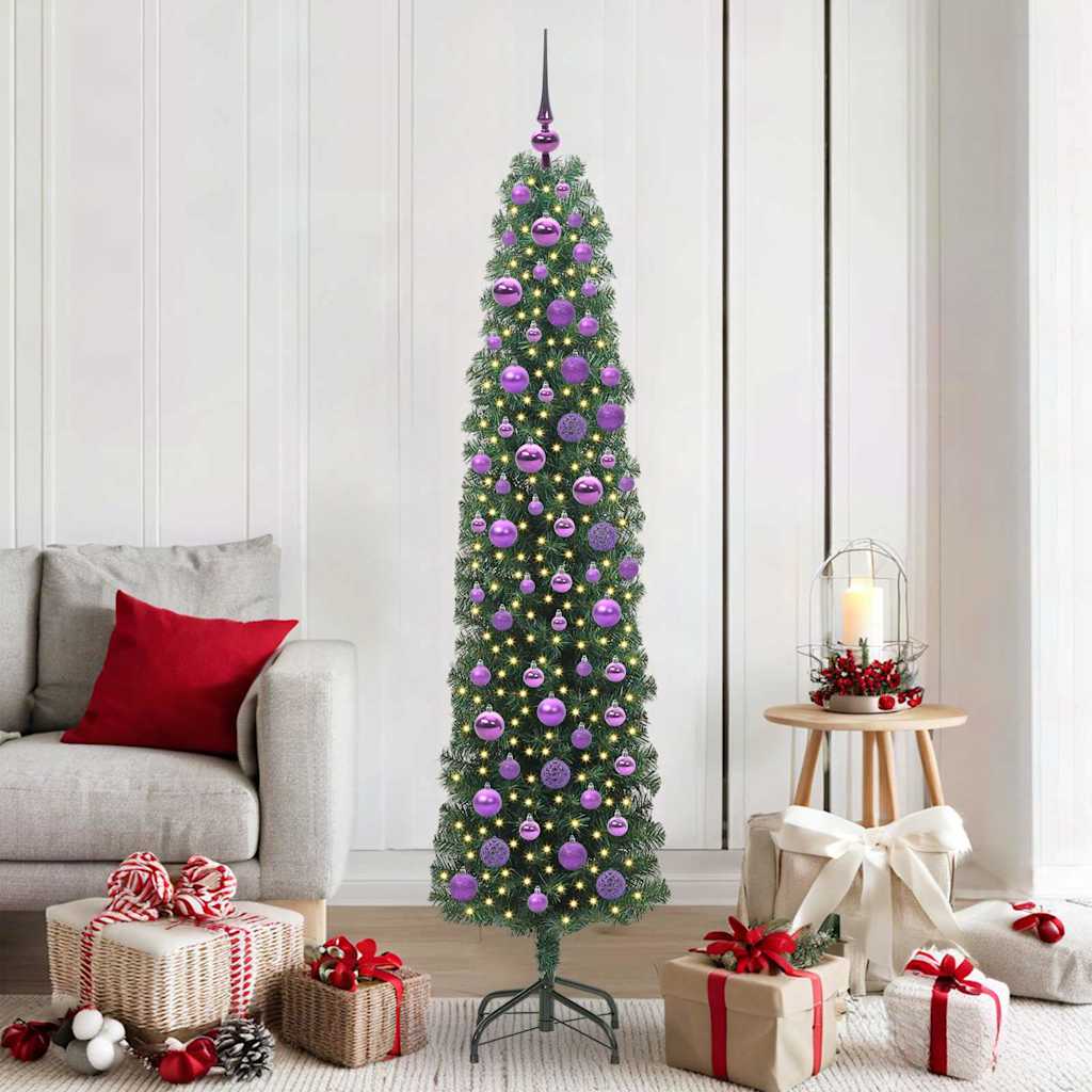 Künstlicher Weihnachtsbaum Schlank Mit Ständer Pvc Grün