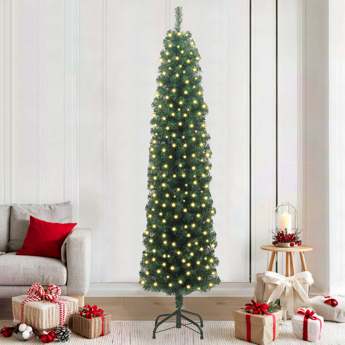 Künstlicher Weihnachtsbaum Schlank Mit Ständer Pvc Grün