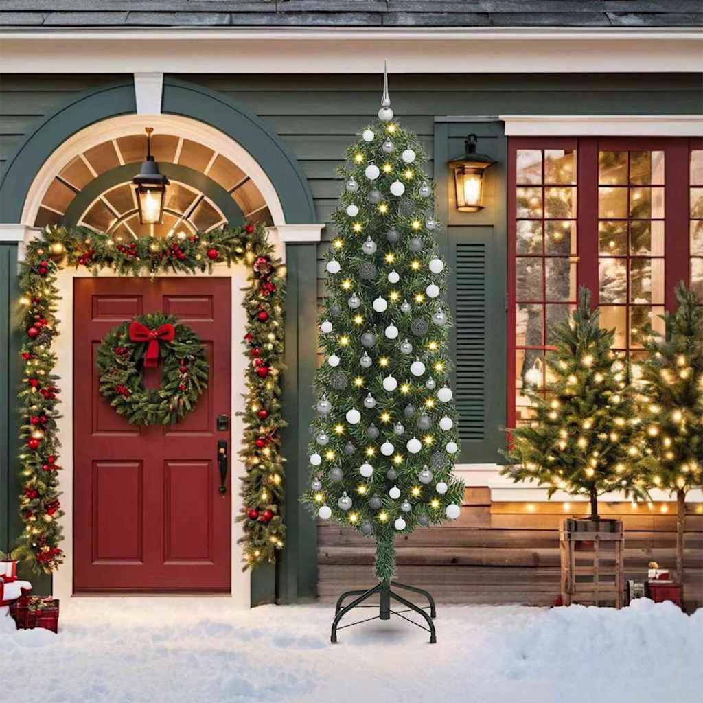 Künstlicher Weihnachtsbaum Schlank Mit Ständer Pvc Grün