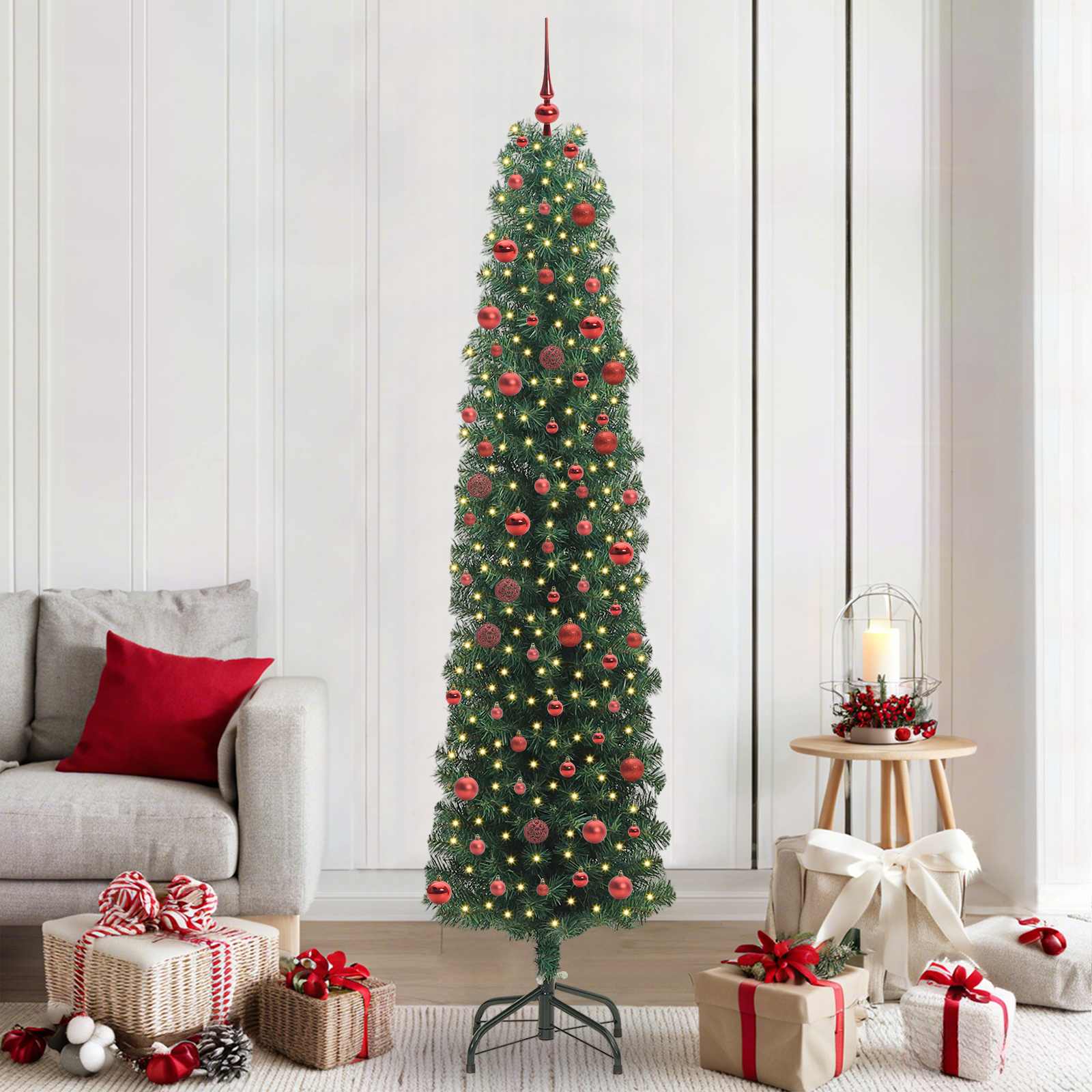 Künstlicher Weihnachtsbaum Schlank Mit Ständer Pvc Grün