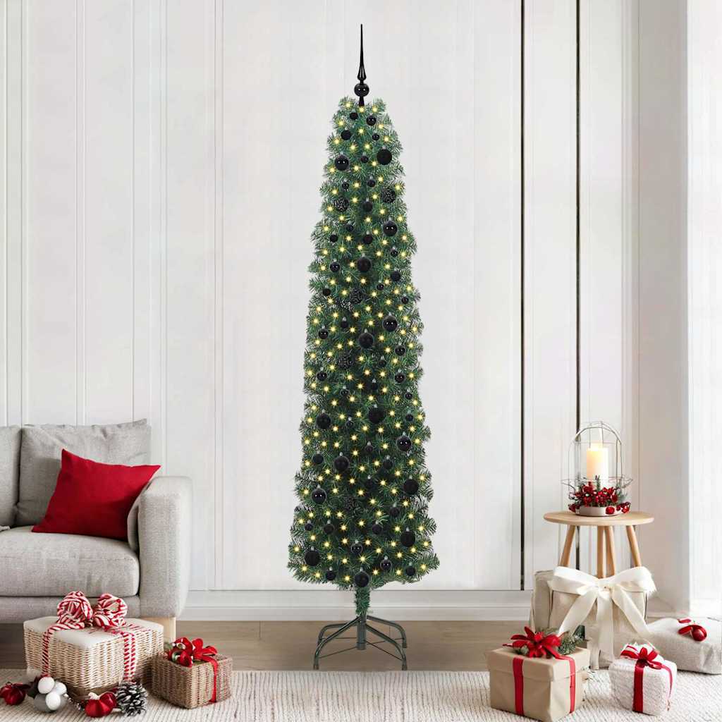 Künstlicher Weihnachtsbaum Schlank Mit Ständer Pvc Grün