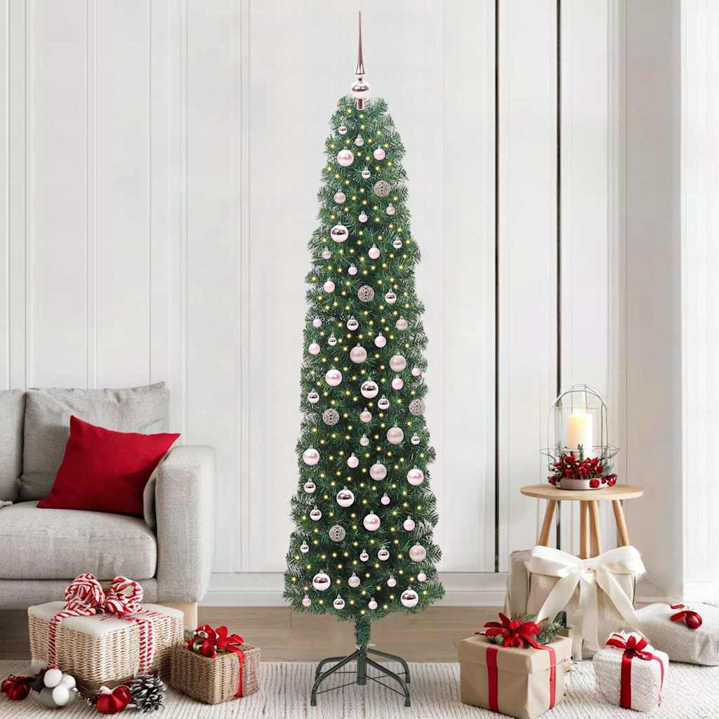 Künstlicher Weihnachtsbaum Schlank Mit Ständer Pvc Grün