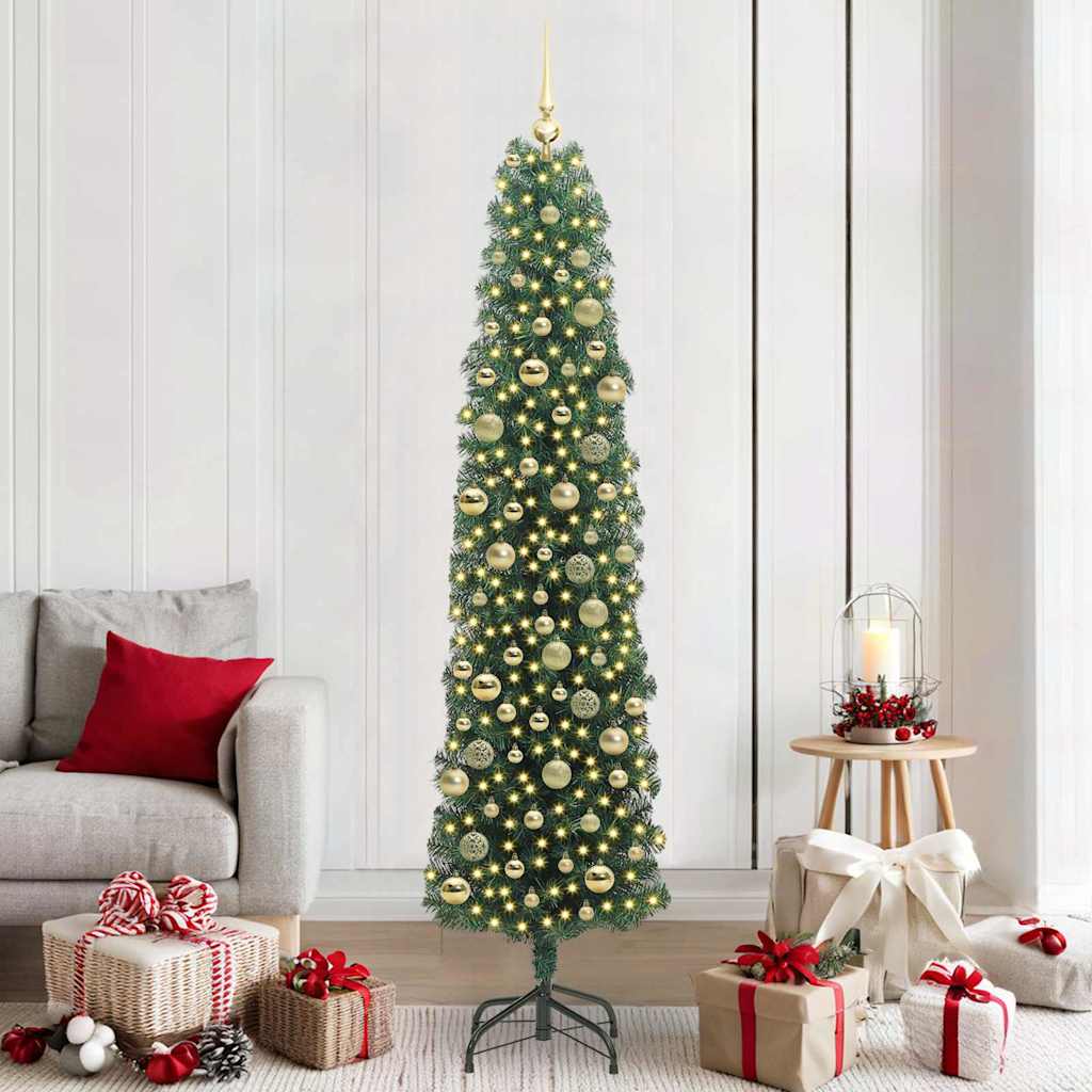 Künstlicher Weihnachtsbaum Schlank Mit Ständer Pvc Grün