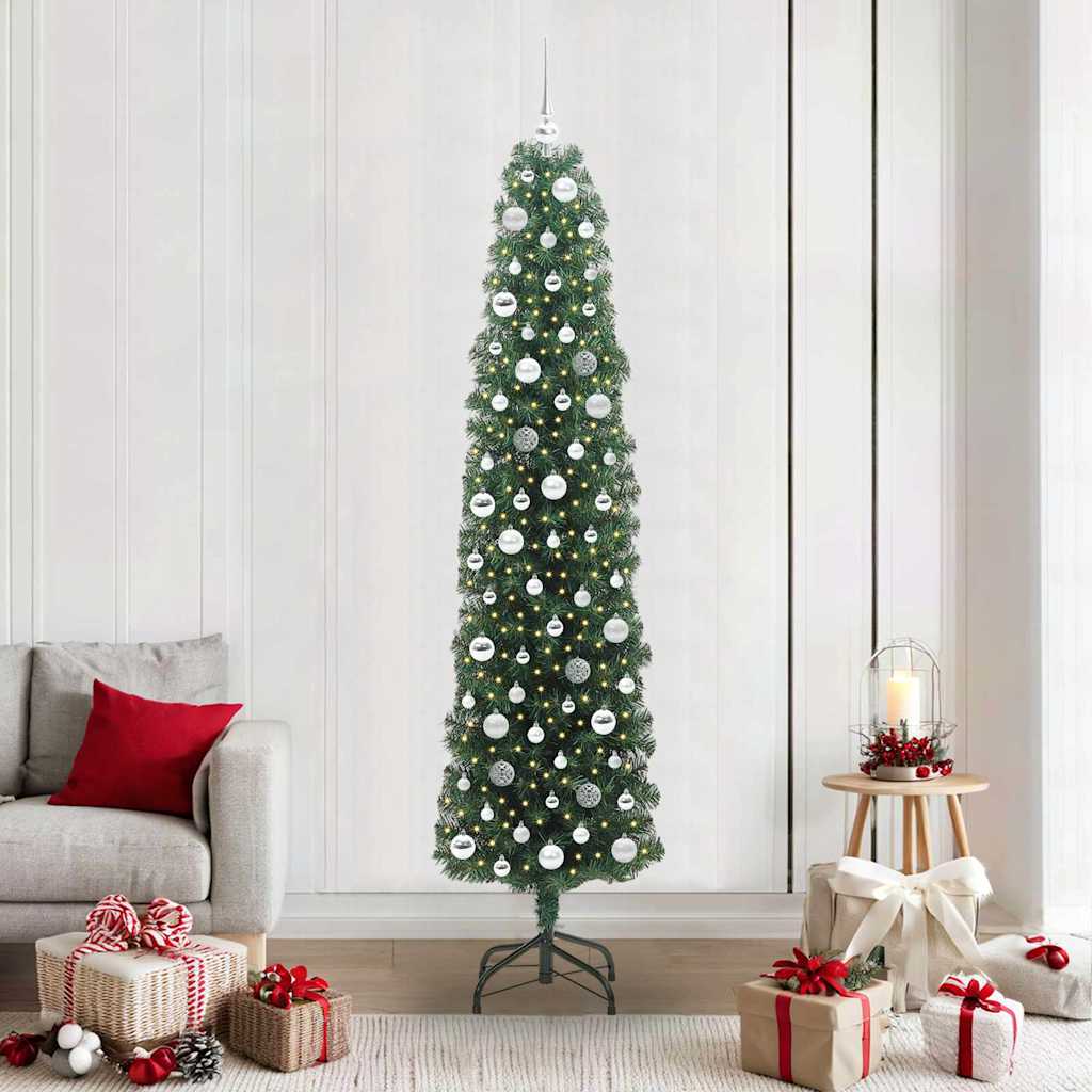 Künstlicher Weihnachtsbaum Schlank Mit Ständer Pvc Grün