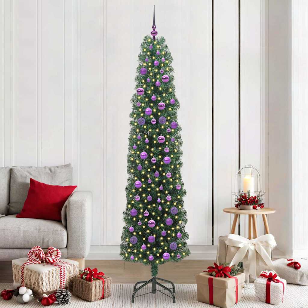 Künstlicher Weihnachtsbaum Schlank Mit Ständer Pvc Grün