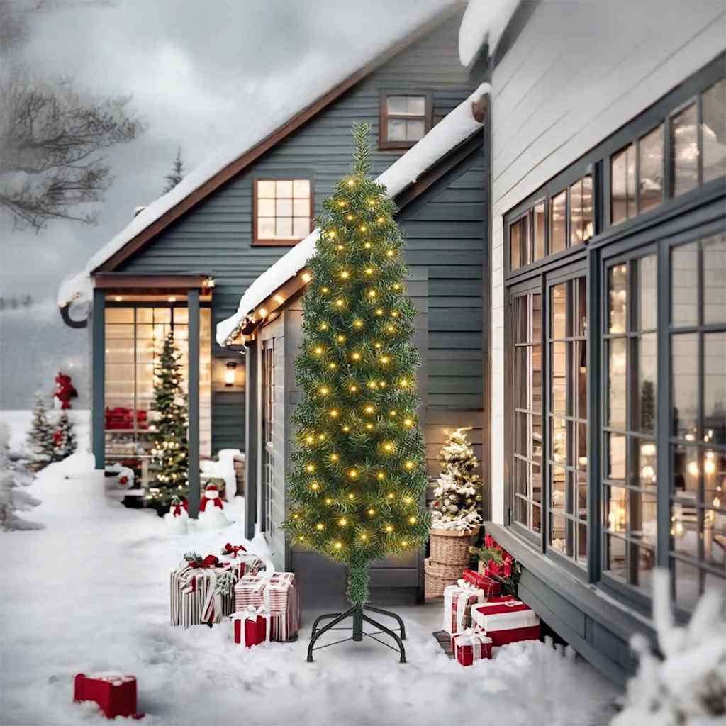 Künstlicher Weihnachtsbaum Schlank Mit Ständer Pvc Grün