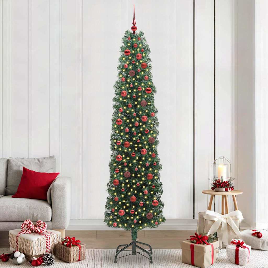Künstlicher Weihnachtsbaum Schlank Mit Ständer Pvc Grün