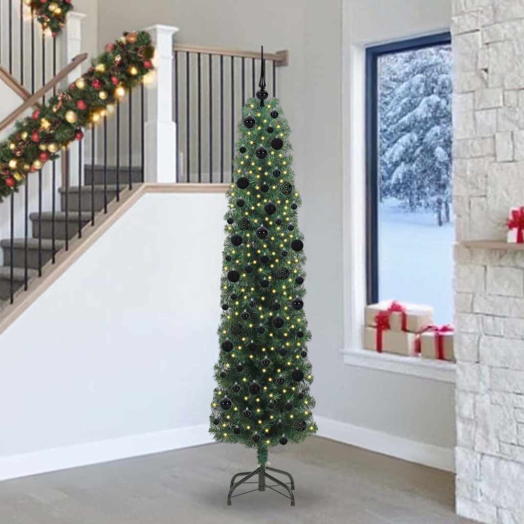 Künstlicher Weihnachtsbaum Schlank Mit Ständer Pvc Grün