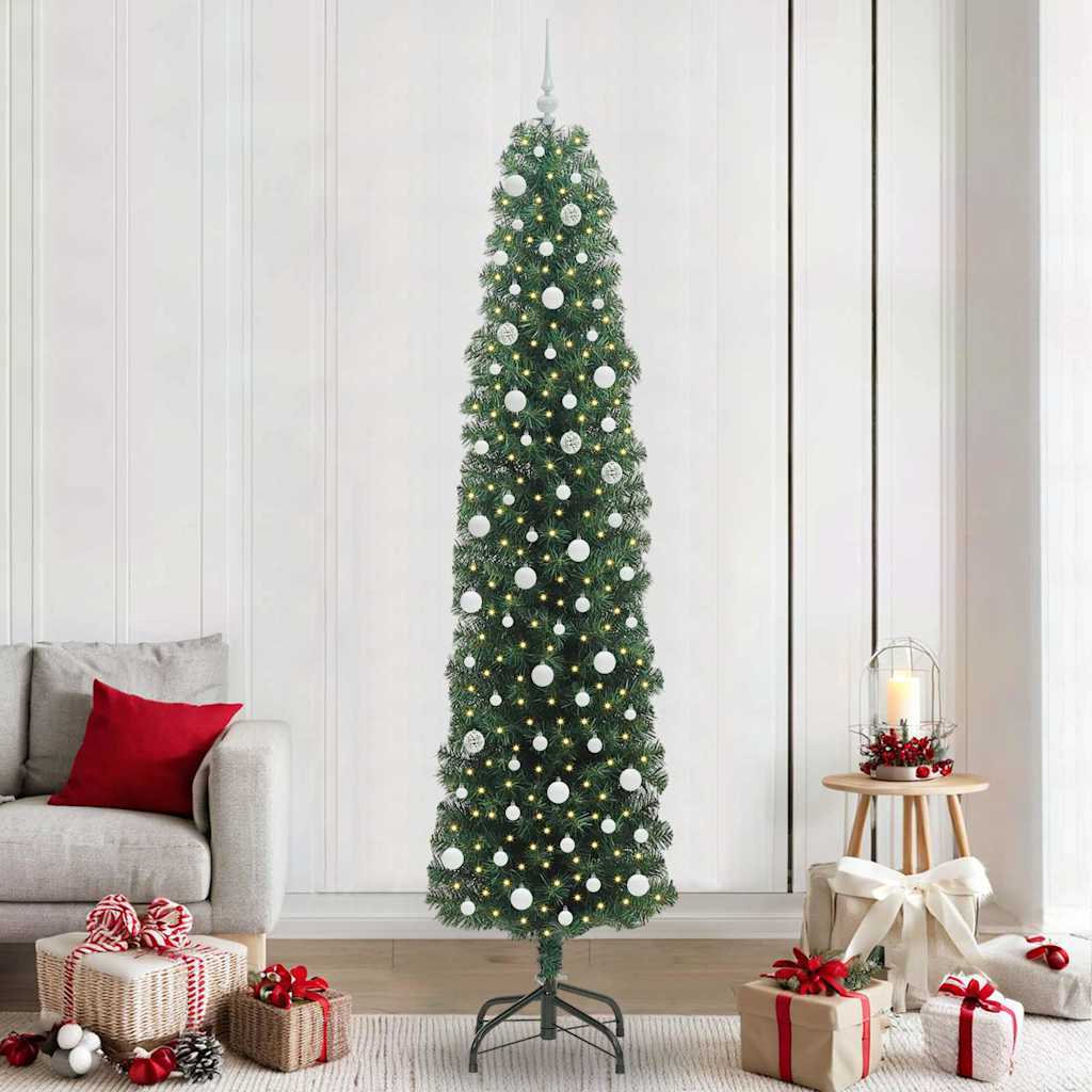 Künstlicher Weihnachtsbaum Schlank Mit Ständer Pvc Grün
