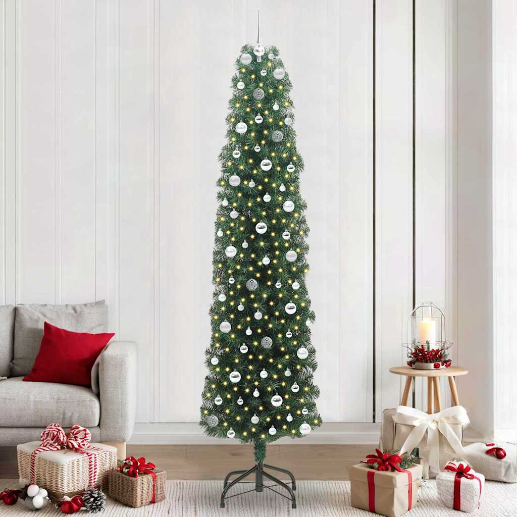 Künstlicher Weihnachtsbaum Schlank Mit Ständer Pvc Grün