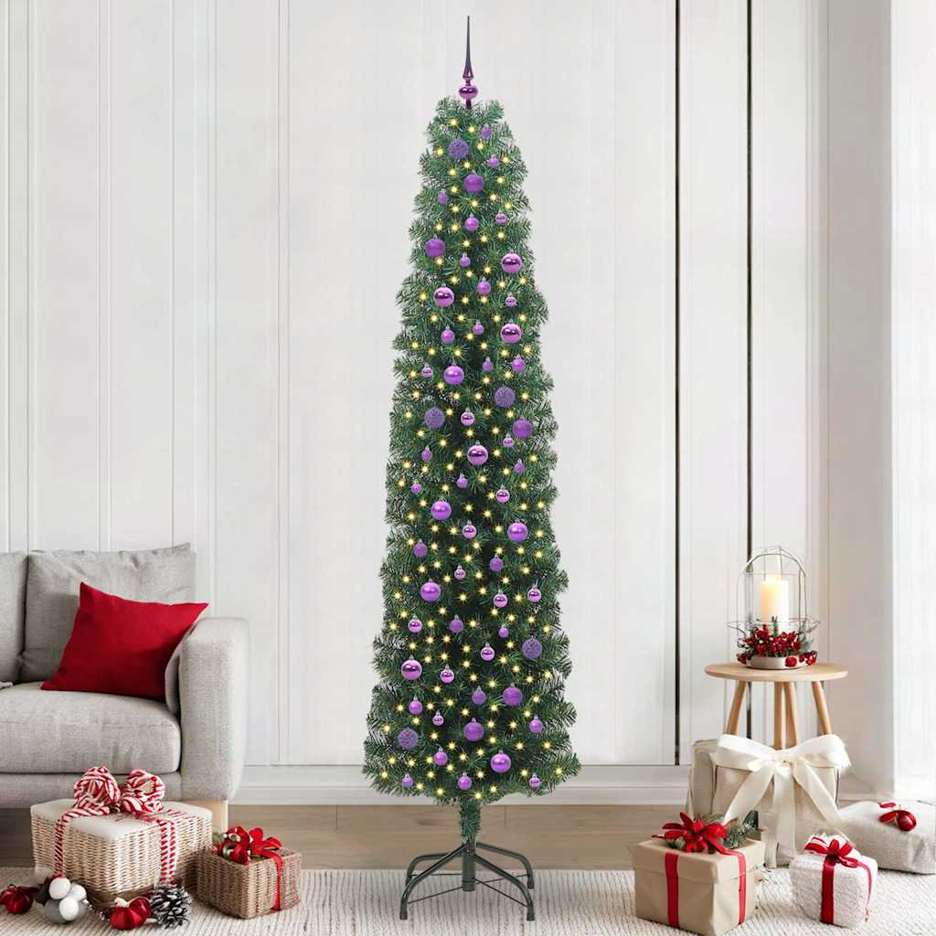 Künstlicher Weihnachtsbaum Schlank Mit Ständer Pvc Grün