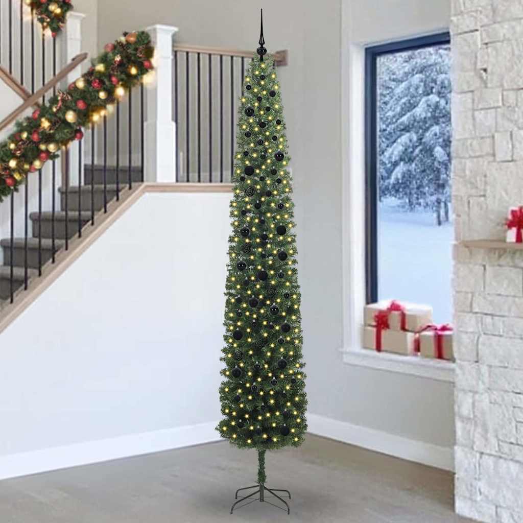 Künstlicher Weihnachtsbaum Schlank Mit Ständer Pvc Grün