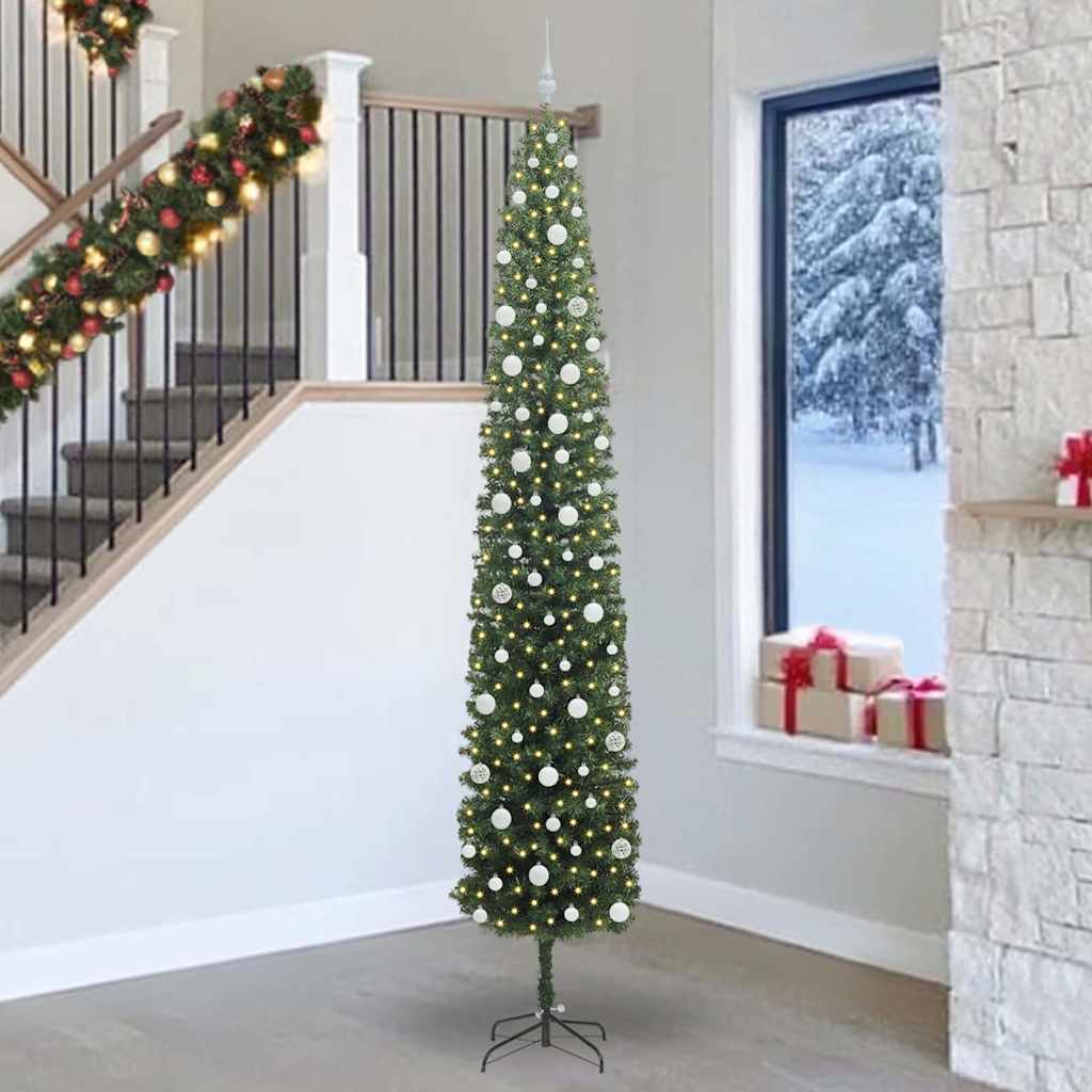 Künstlicher Weihnachtsbaum Schlank Mit Ständer Pvc Grün