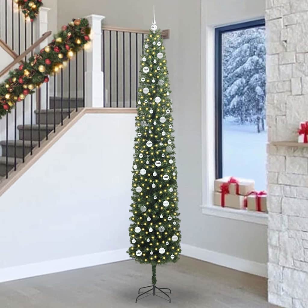 Künstlicher Weihnachtsbaum Schlank Mit Ständer Pvc Grün