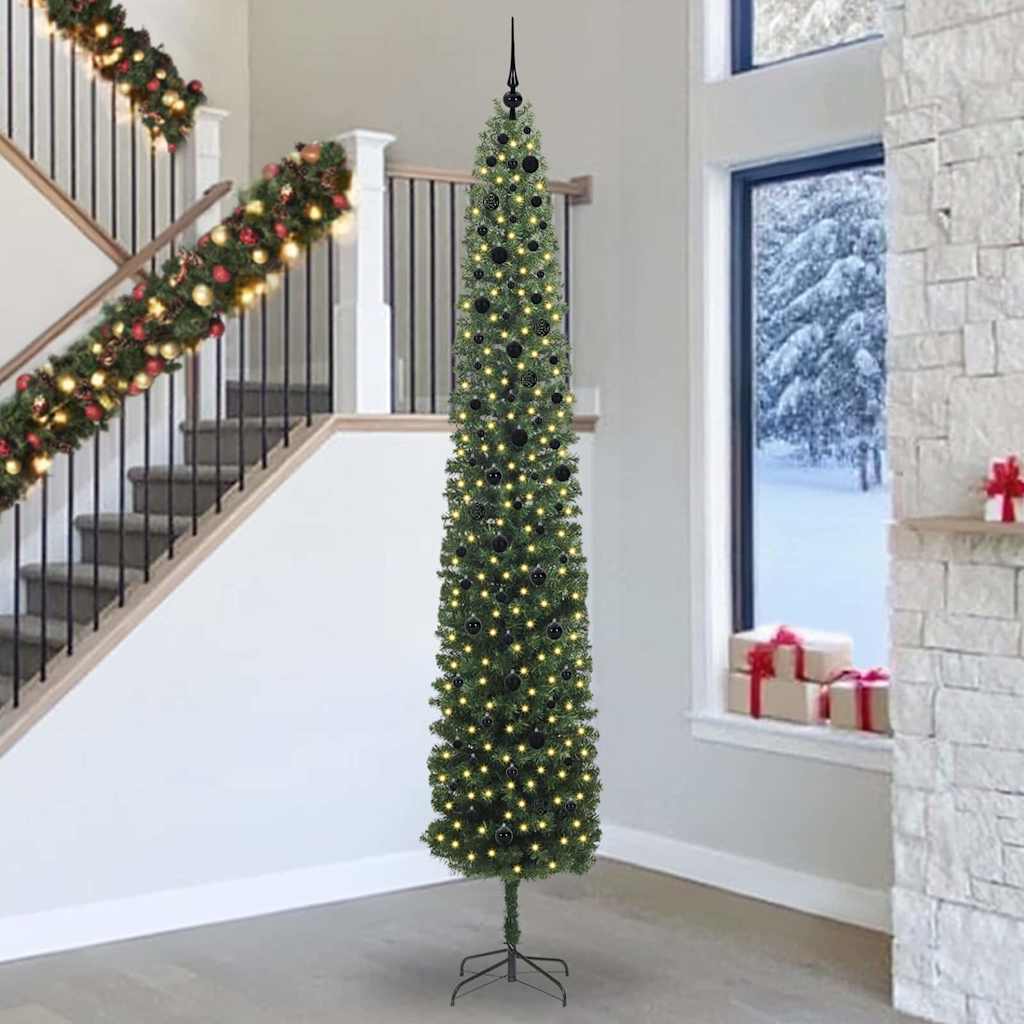 Künstlicher Weihnachtsbaum Schlank Mit Ständer Pvc Grün