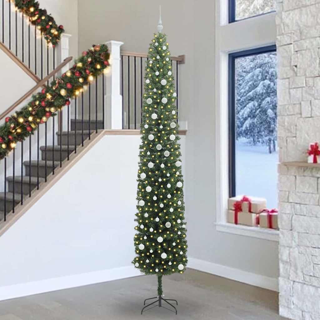 Künstlicher Weihnachtsbaum Schlank Mit Ständer Pvc Grün