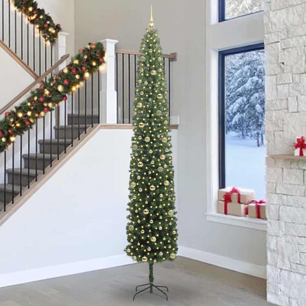 Künstlicher Weihnachtsbaum Schlank Mit Ständer Pvc Grün