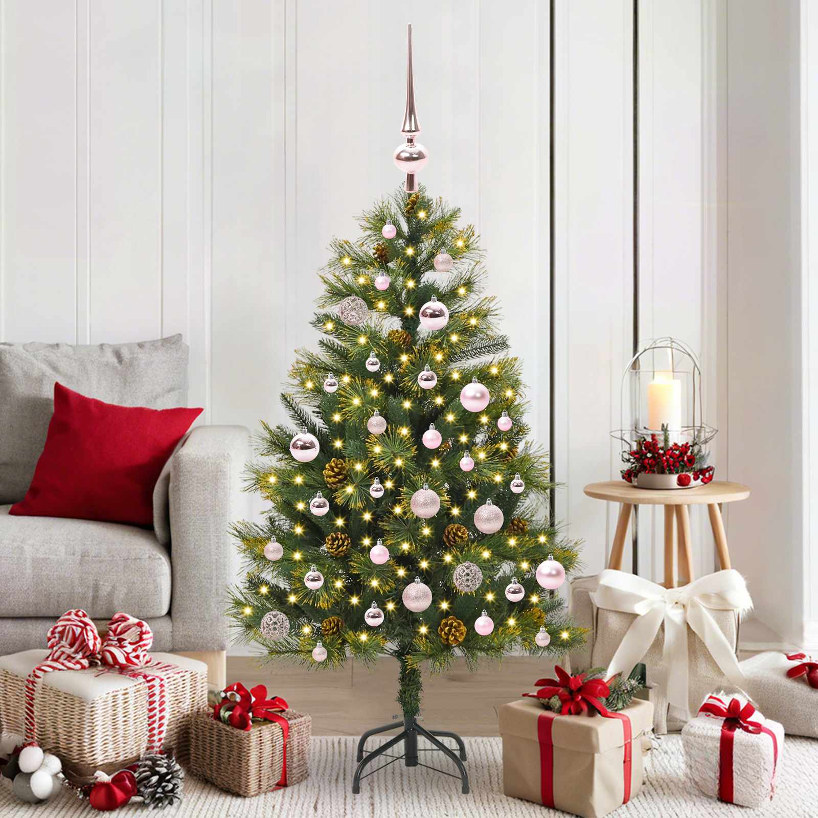 Künstlicher Weihnachtsbaum Klappbar Mit Zapfen