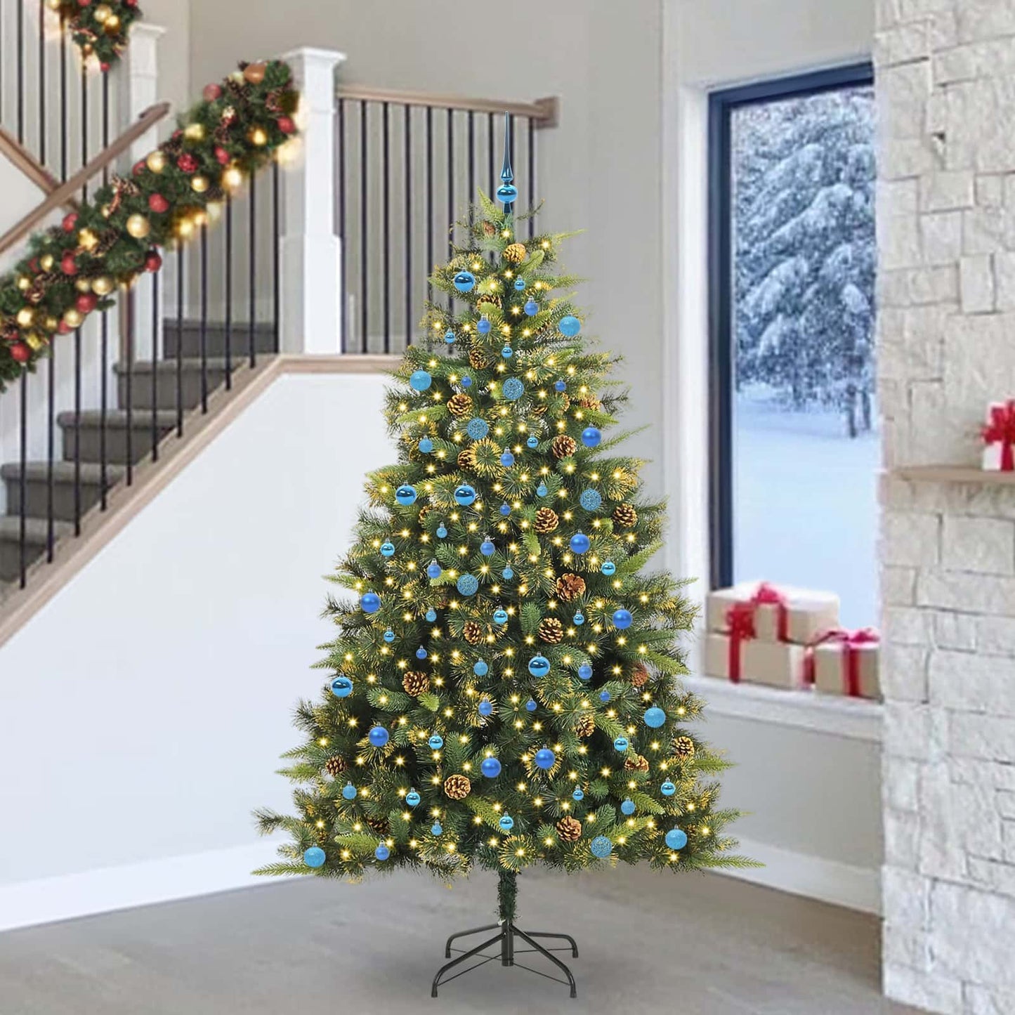 Künstlicher Weihnachtsbaum Klappbar Mit Zapfen