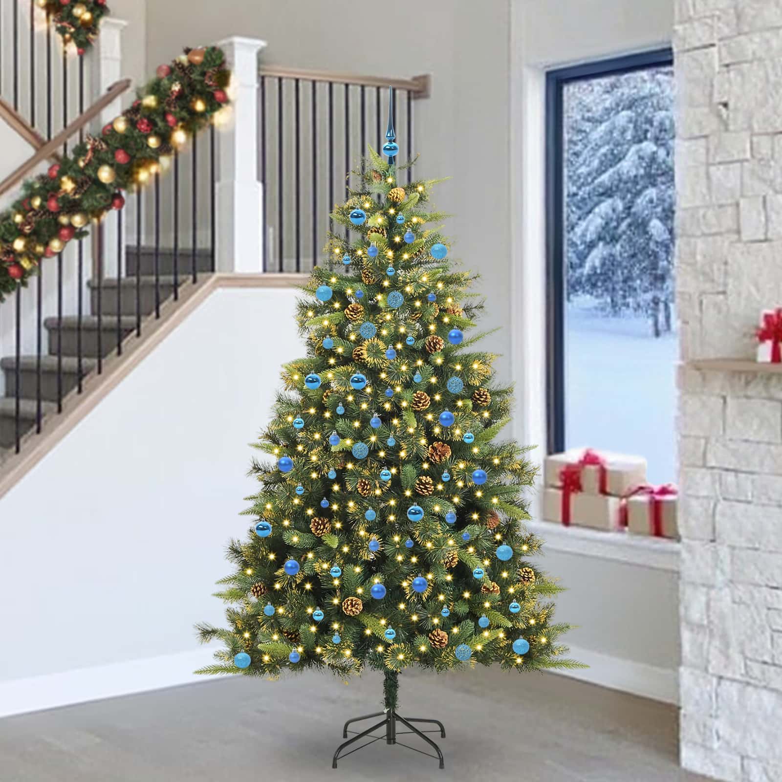 Künstlicher Weihnachtsbaum Klappbar Mit Zapfen