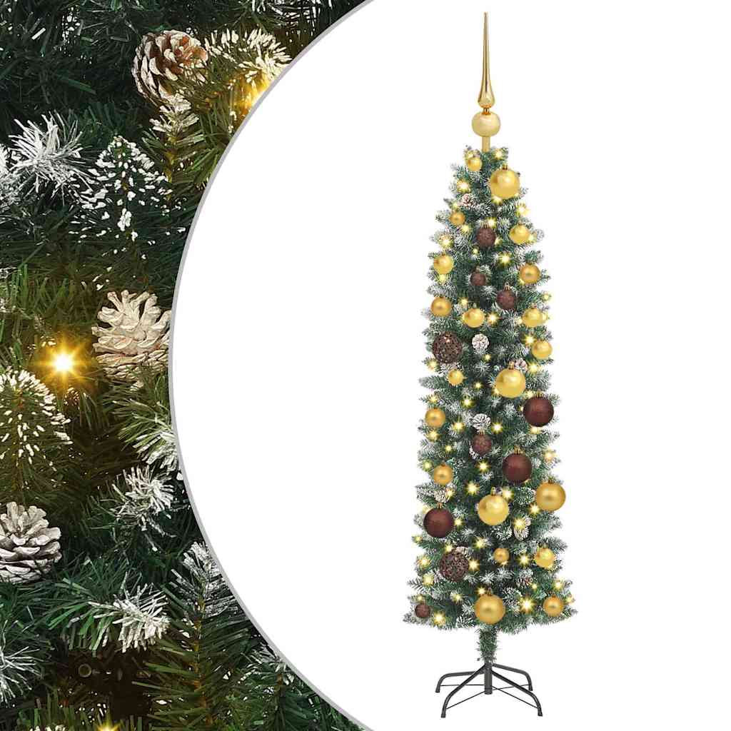 Künstlicher Schlanker Weihnachtsbaum Mit 150 Leds Grün