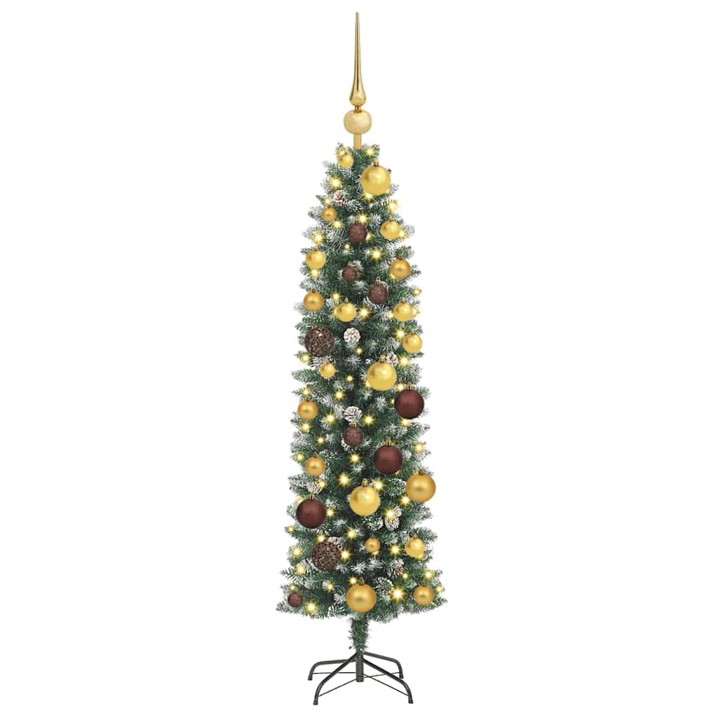 Künstlicher Schlanker Weihnachtsbaum Mit 150 Leds Grün