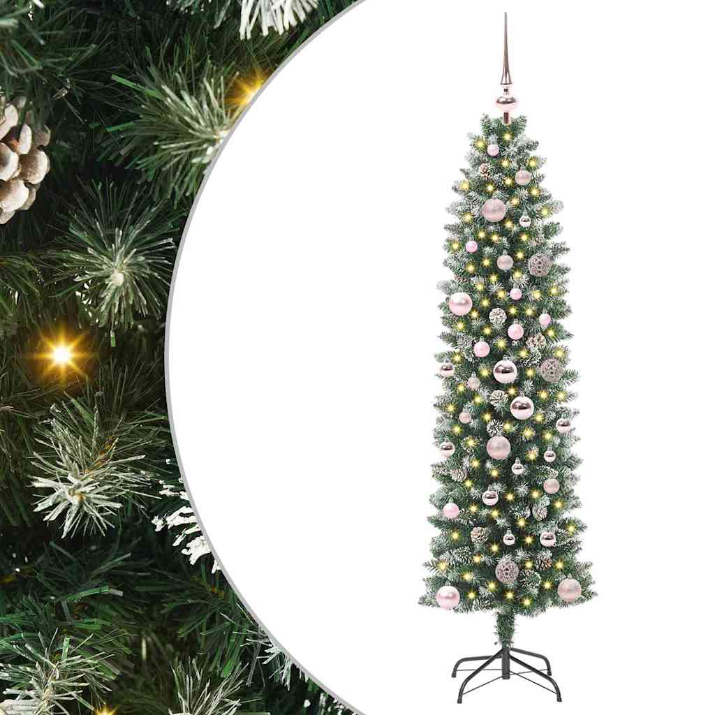 Künstlicher Schlanker Weihnachtsbaum Mit 150 Leds Grün